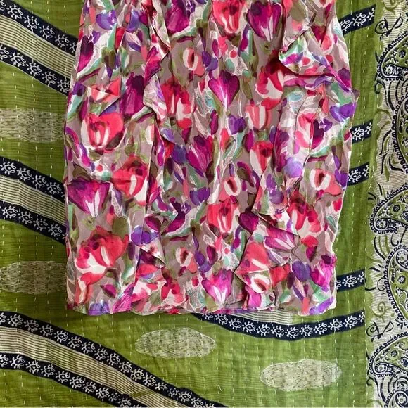 Bar III Pink Floral Strappy Silk Mini Dress Size Medium - Picture 5 of 12